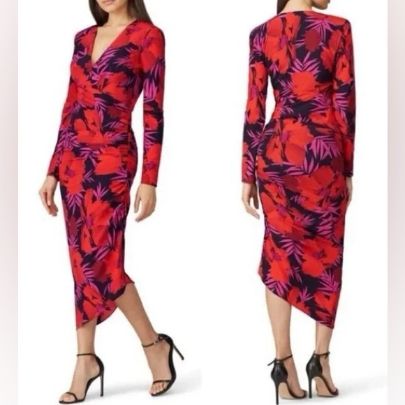 Veronica Beard Dresses & Skirts - Veronica Beard Alvaro Red Floral Midi Dress ~ Sz 0
